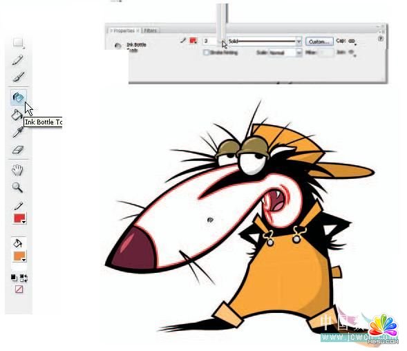 Flash CS3墨水瓶工具創(chuàng)建輪廓線應(yīng)用教程
